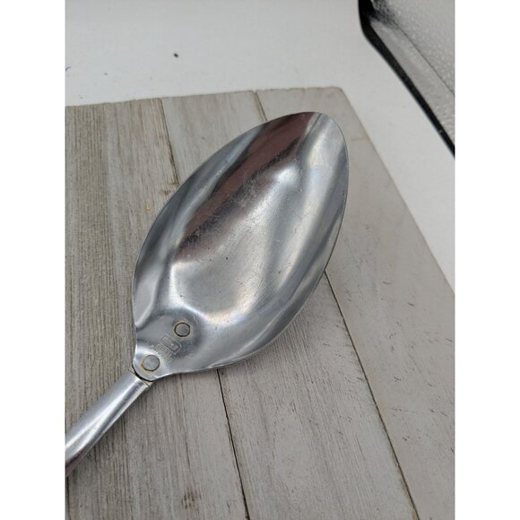 Vintage EKCO Solid Serving Spoon Kitchen Utensil White Flower Handle 11 3/4" - Picture 2 of 8